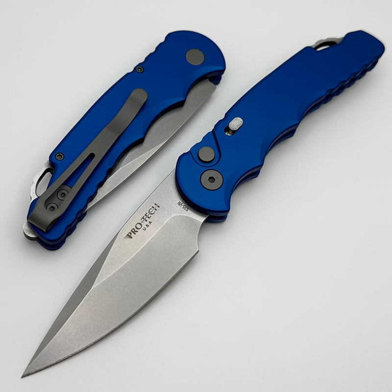 Pro-Tech TR-5 Blue Handle w/ Stonewash S35VN T501-Blue