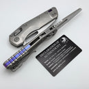 Microtech Marfione Select MSI RAM LOK Titanium Handles w/ Double Vapor Blast & Purple Accents & Part Serrated Stonewash M390MK 210-11MS3