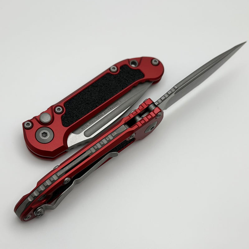 Microtech Knives LUDT Gen III Apocalyptic Partial Serrated Drop Point w/ Red Handle 1135-11APRD