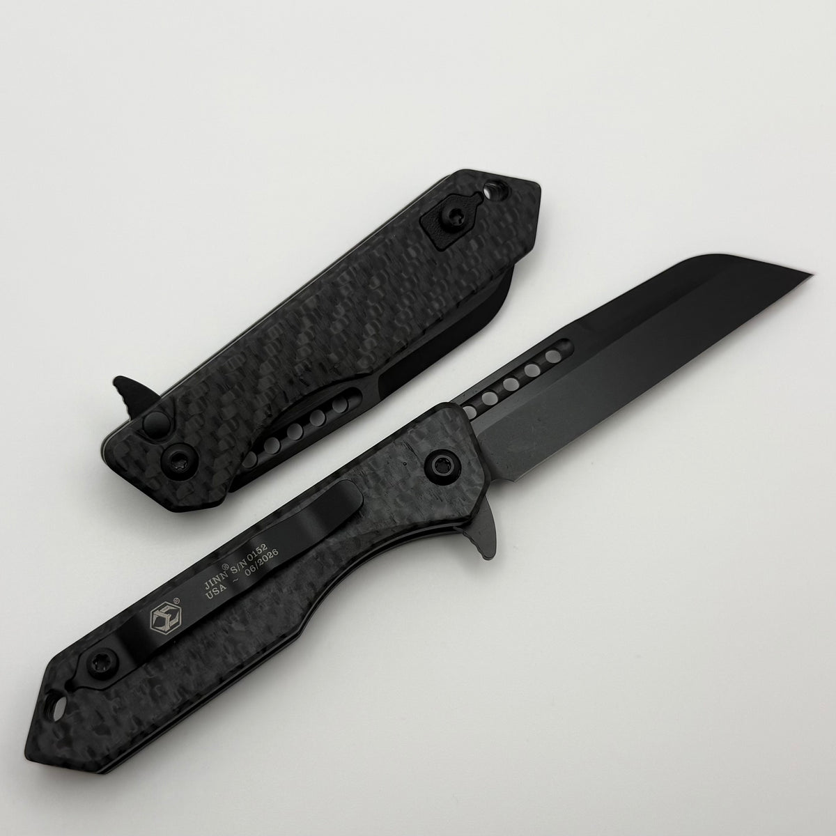 Heretic Knives M/A Jinn Flipper w/ Glow Carbon Fiber Handles & DLC Mag
