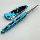 Microtech Socom Elite T/E Manual Turquoise Handles w/ Stonewash Tanto 161-10TQ