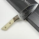 Blemish Microtech Santoku 6" Proof Run Ivory G-10/DLC Ti Handle w/ San Mai Damascus M390 3200B-16IVPR