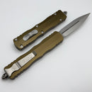 Microtech Dirac Delta Stonewash D/E w/ OD Green Handle 227-10OD