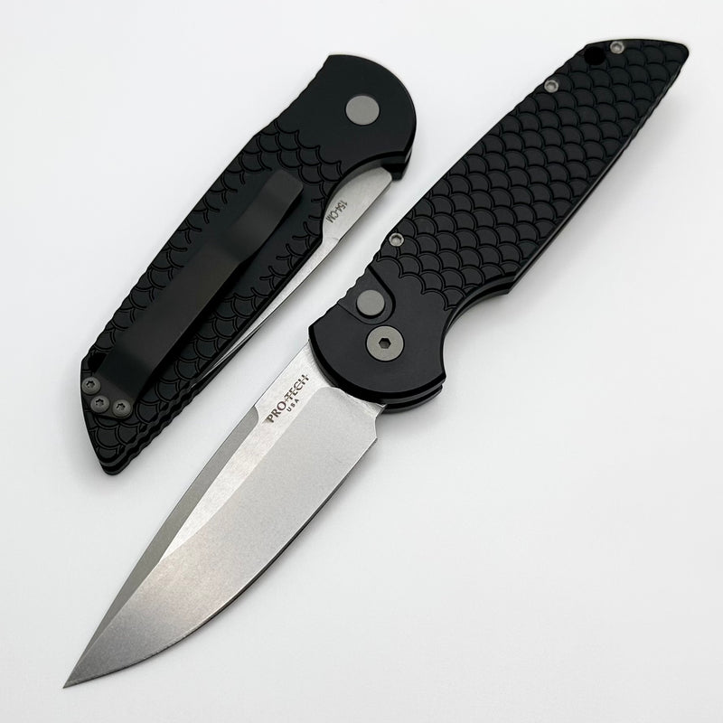 Pro-Tech TR-3 X1 Black “Fish Scale” Handle & Stonewash 154-CM Blade TR-3 X1 SW