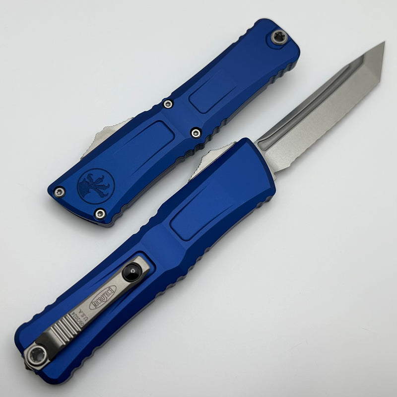 Microtech Knives Combat Troodon Gen III Stonewash F/S Tanto w/ Navy Blue Handle 1144-12NA