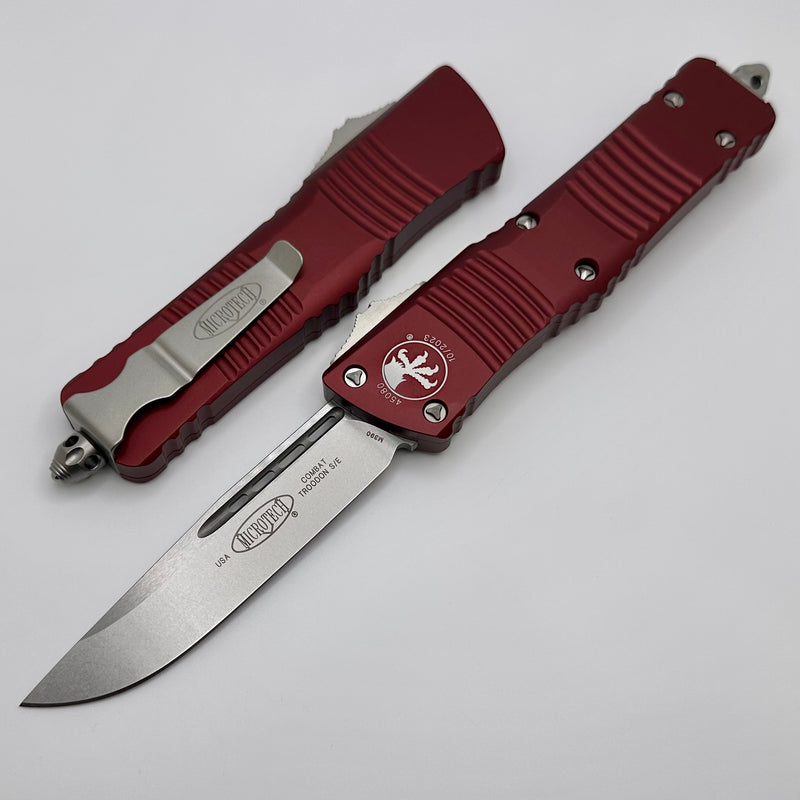 Microtech Combat Troodon Single Edge Stonewash & Merlot 143-10MR