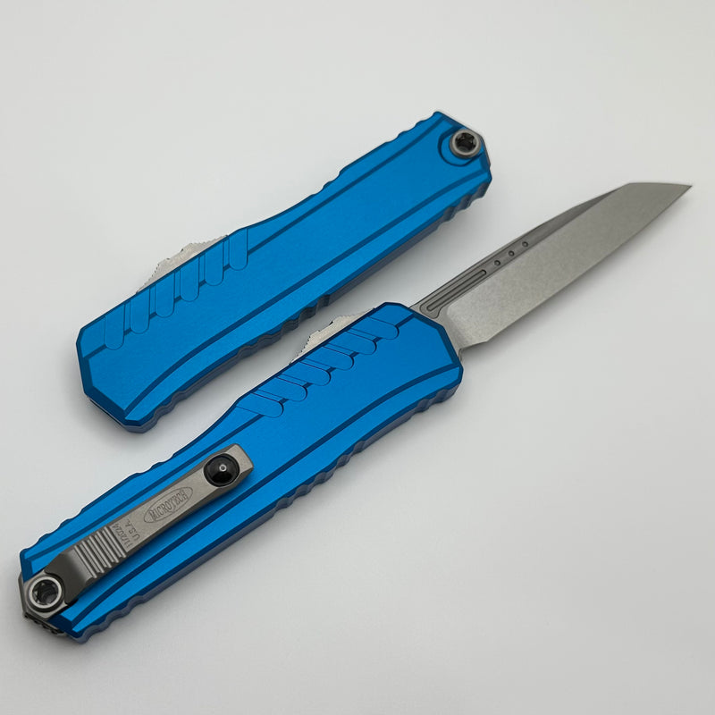 Microtech Cypher II S/E Stonewash Standard & Blue Handle 1241-10BL