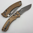 Microtech Amphibian RAM LOK Brown Fluted Aluminum & Partial Serrated Apocalyptic M390MK 137RL-11APFLBN