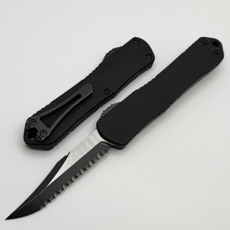 Heretic Knives Manticore E Black Grenade Grip w/ Two Tone Bowie Full Serrated MagnaCut H026BF-14C-T