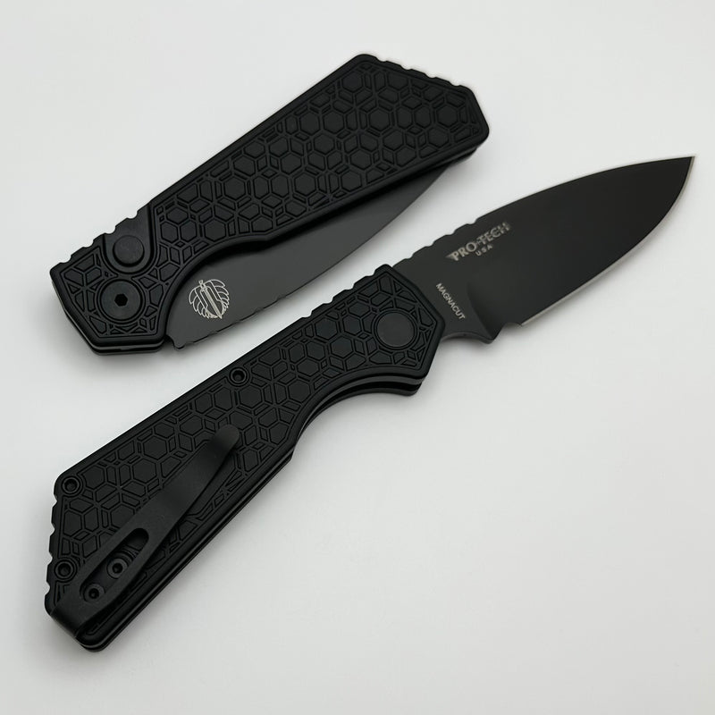 Pro-Tech PT Plus Gridlock Black Aluminum Handle w/ Black Hardware & DLC MagnaCut Blade PT207-Gridlock