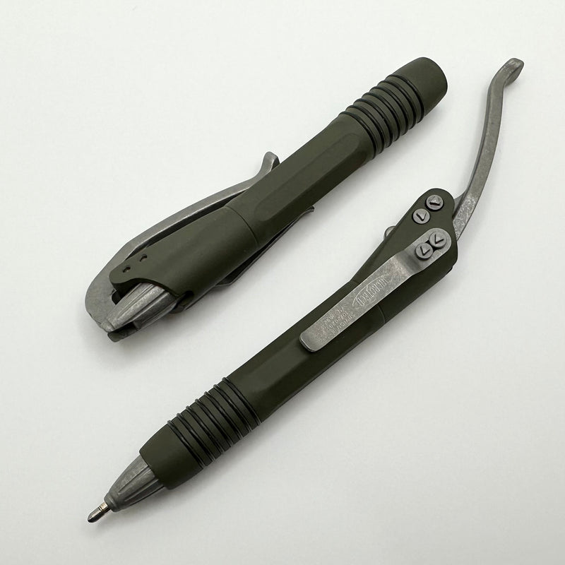 Microtech Siphon Ii Microtech Siphon Pen II OD Green Stainless Steel w/ Apocalyptic Intern