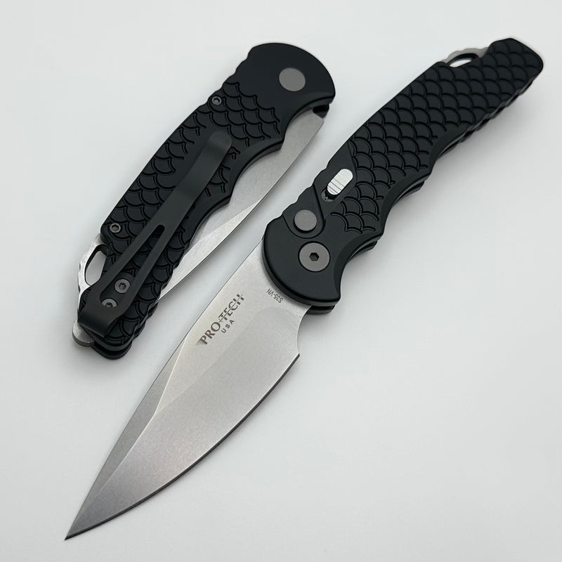 Pro-Tech TR-5 Black Fish Scale Handle w/ Stonewash S35VN TR5-X1 SW