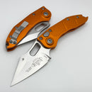 Microtech Borka Stitch Single Edge Stonewash Standard w/ Orange Handles 169-10OR
