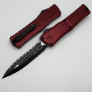 Microtech Knives Combat Troodon Gen III Black D/E Full Serrated w/ Merlot Handle 1142-3MR
