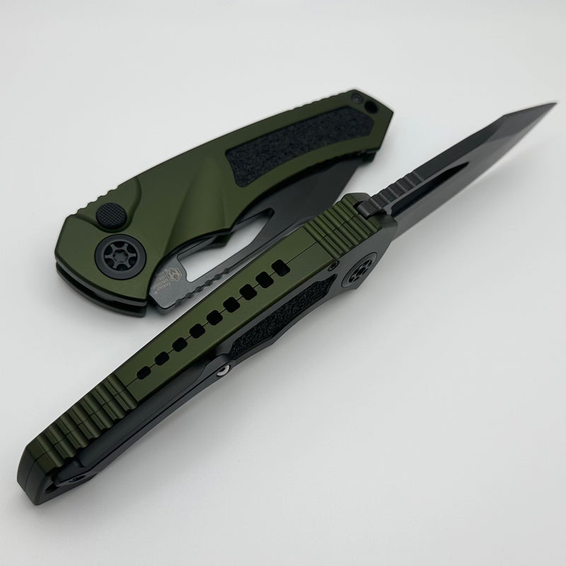 Heretic Knives Pariah M/A Button Lock Green Aluminum Handles w/ DLC MagnaCut H046-6A-GRN