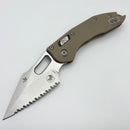 Microtech Knives Manual Stitch RAM LOK Fluted Tan G-10 Handles & Stonewash Full Serrated M390MK 169RL-12FLGTTA