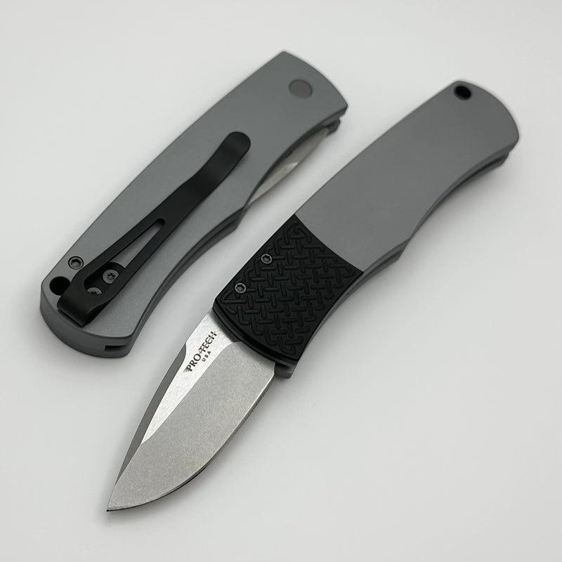 Pro-Tech BR-1 Whiskers Magic Bolster Release Gray/Black w/ Stonewash Blade BR-1 CA.3 LTD-Grey