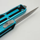 Microtech Scarab 2 Gen 3 S/E Fluted Soine Stonewash Partial Serrated w/ Turquoise Handles 1278-11TQ