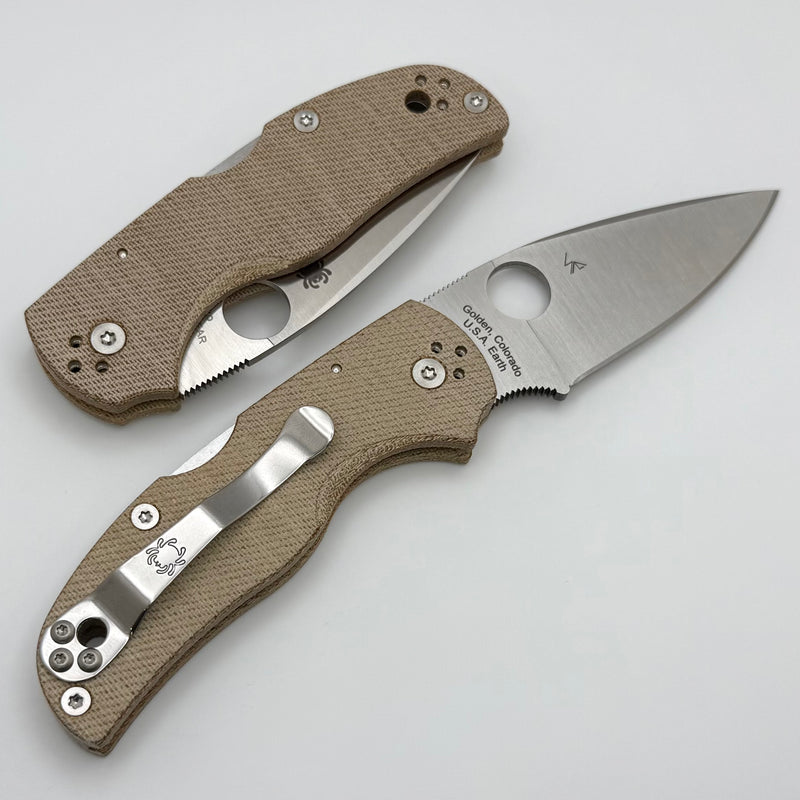 Spyderco Native 5 Brown Canvas Micarta Handles & CruWear C41MPCW5