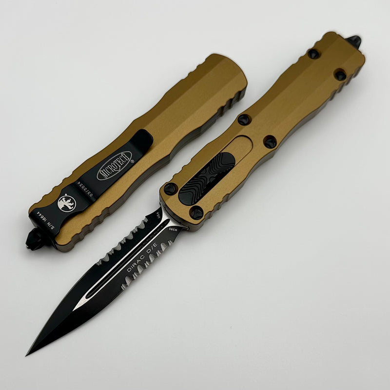 Microtech Dirac Double Edge Black Partial Serrated & Tan 225-2TA