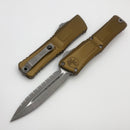 Microtech Knives Combat Troodon Gen III Apocalyptic Full Serrated Double Edge w/ Tan Handle 1142-12APTA