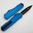 Microtech Cypher II Black D/E w/ Blue Handle 1242-1BL
