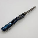 Microtech Marfione Select MSI RAM LOK Antique Blue Mini Frag Titanium Handles w/ Blue Accents & Apocalyptic Part Serrated M390MK 210M-11APFRMS2