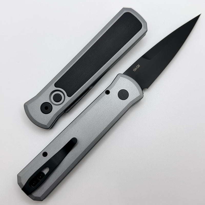 Pro-Tech Godson Gray Handles w/ Black G-10 Inlay & Black DLC 154-CM Blade 756