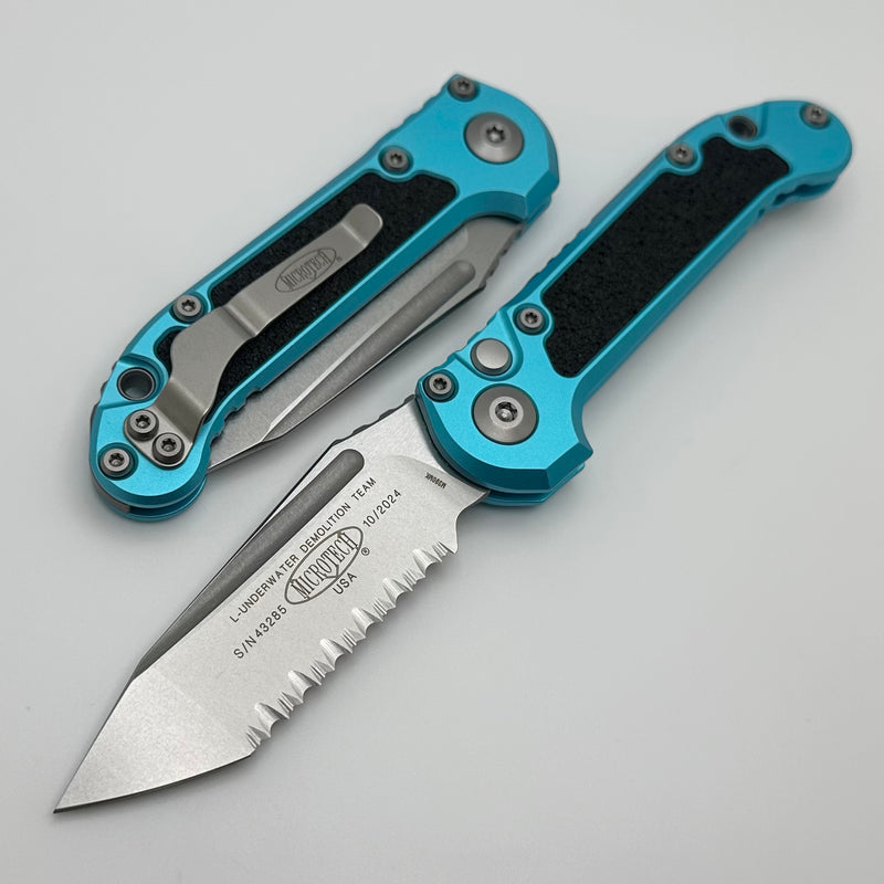 Microtech Knives LUDT Gen III Stonewash Full Serrated Tanto w/ Turquoise Handle 1136-12TQ