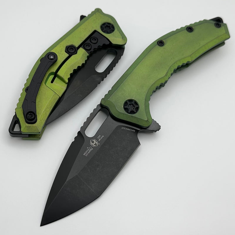 Heretic Knives Medusa Manual Antique Green Titanium & DLC MagnaCut H009-6A-TIGRN