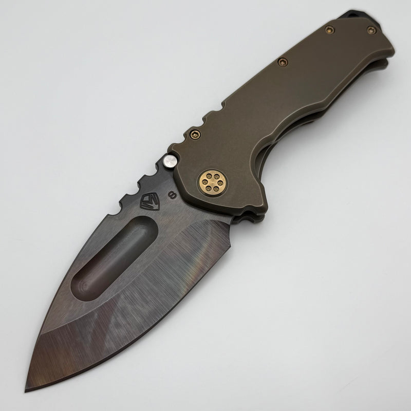 Medford Knife Praetorian TI Vulcan S35VN Drop Point & Old School Bronze Contoured Handles w/ Bronze Hardware/Clip