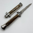 Frank B Italian Stiletto 9" w/ Kriss Single Edge Blade & Stag Handles