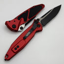 Microtech Socom Elite Manual Black Single Edge Part Serrated w/ Red Handles 160-2RD