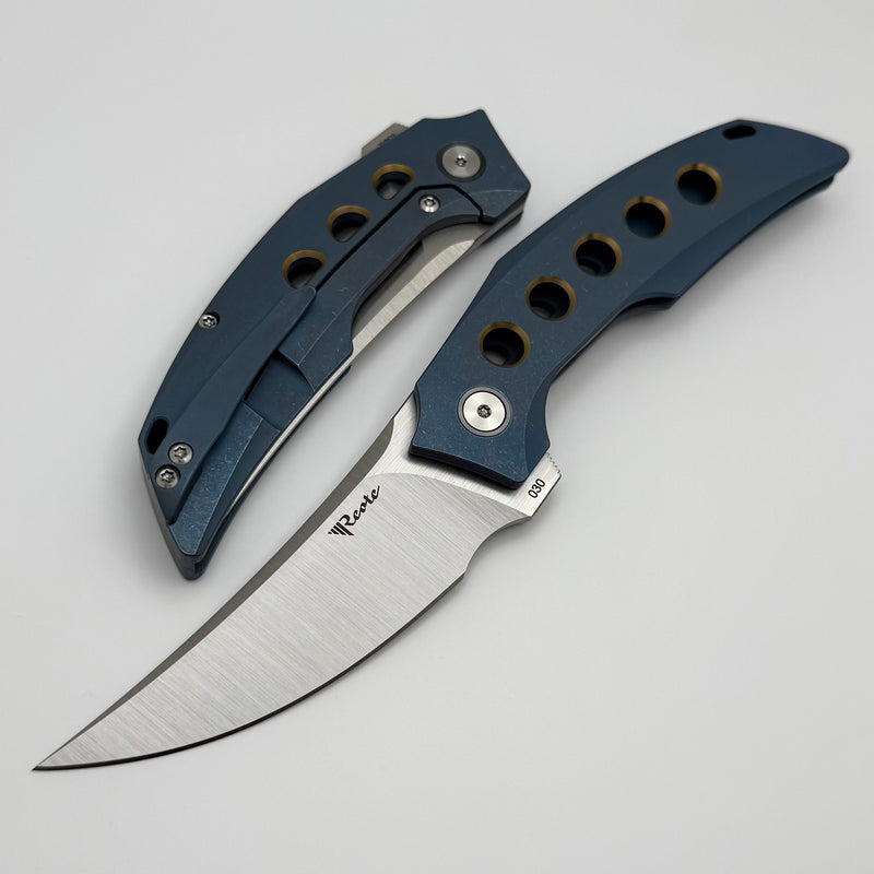 Reate Knives Velocity Tashi Bharucha Blue w/ Bronze Titanium Handles & Elmax