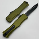 Microtech Knives Hera II Black Recurve w/ OD Green Handle 1705-1OD
