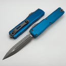 Microtech Ultratech Gen IV D/E Apocalyptic Full Serrated w/ Blue Handle 11224-12APBL
