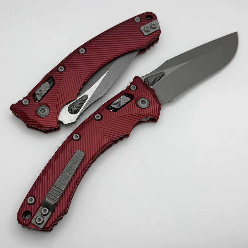 Microtech Amphibian RAM LOK Merlot Fluted Aluminum & Apocalyptic M390MK 137RL-10APFLMR