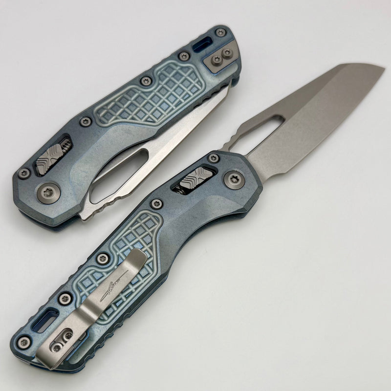 Microtech Marfione Select MSI RAM LOK Ice Blue Frag Titanium Handles w/ Purple Accents & Stonewash M390MK 210-10FRMS6