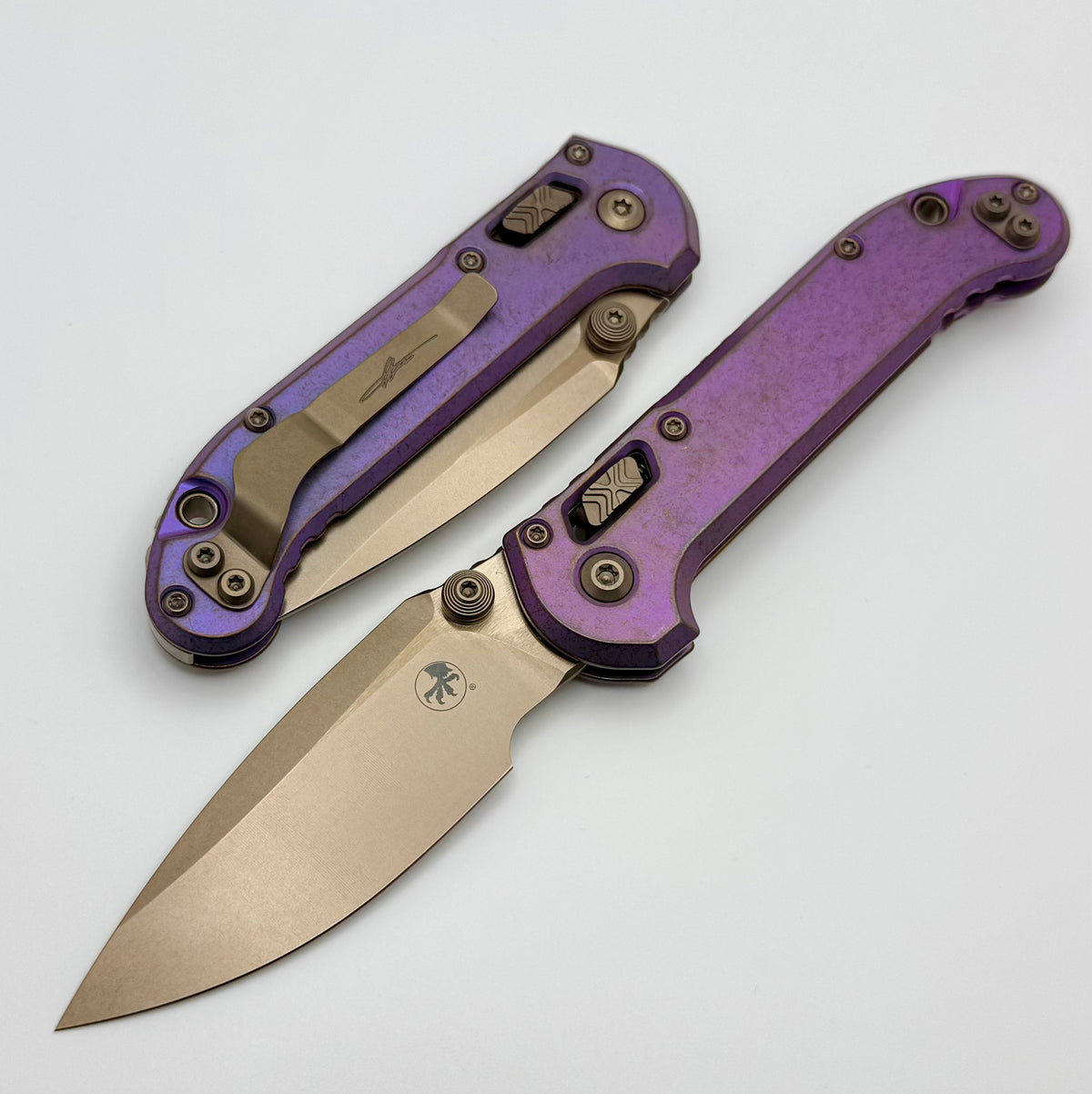 Marfione Select Microtech LUDT Ram-Lok Royal Purple Slab Titanium Hand