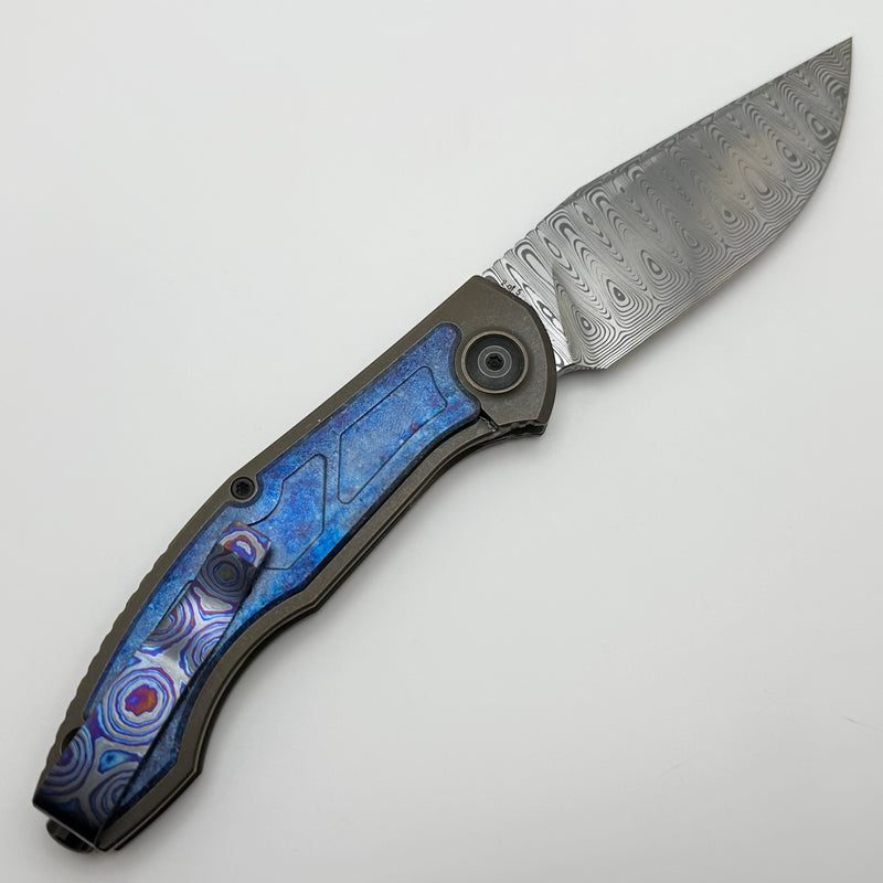 Custom Knife Factory Veksha HD Bronze Ti & Crystal Ti Handles w/ Damasteel