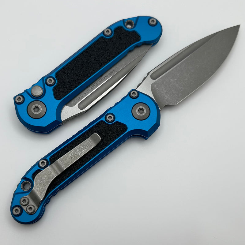 Microtech Knives LUDT Gen III Apocalyptic Drop Point w/ Blue Handle 1135-10APBL