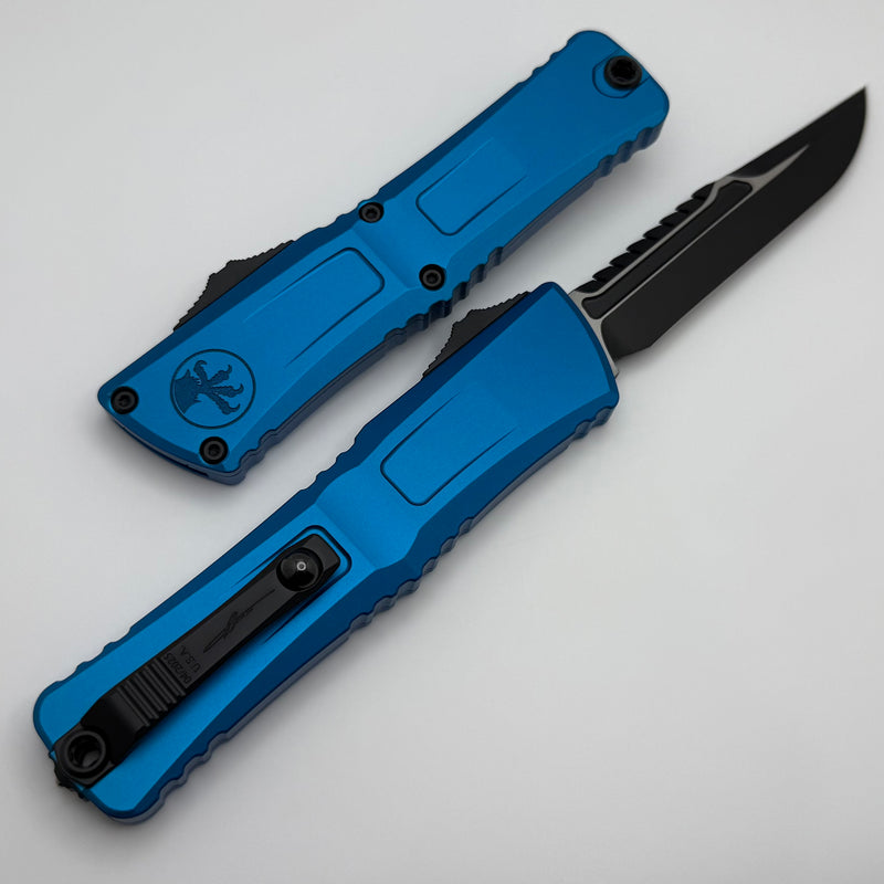 Microtech Knives Combat Troodon Gen III Black Tactical Interceptor w/ Blue Handle Signature Series 1217-1BLS
