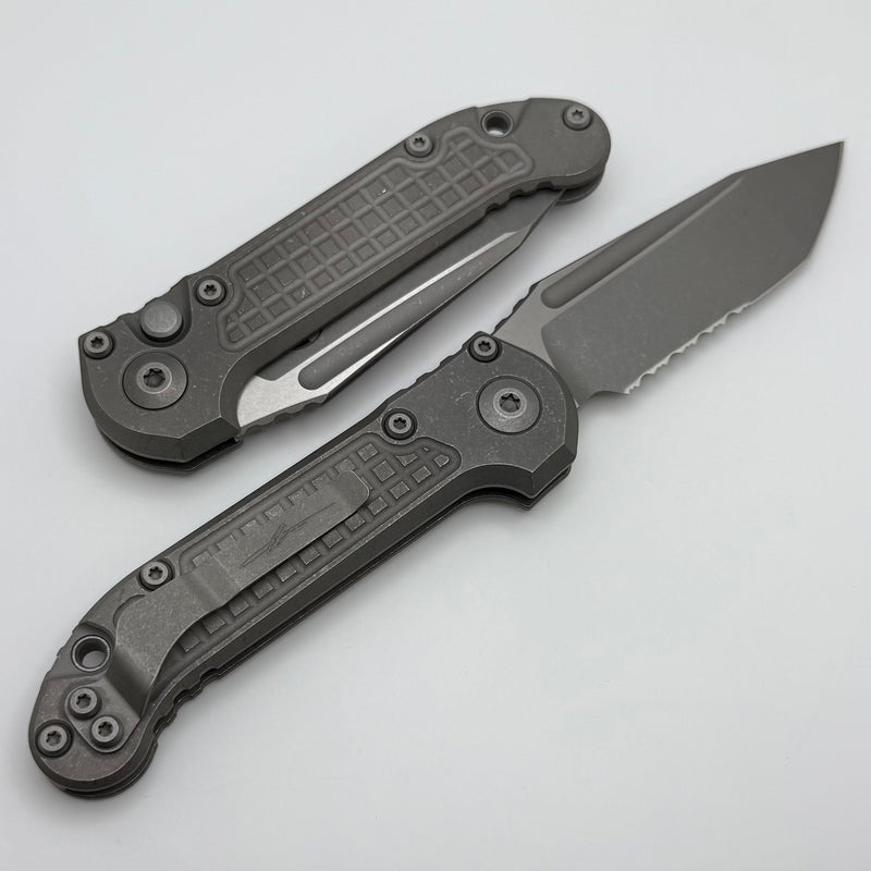 Microtech Knives LUDT Gen III Apocalyptic Tanto Titanium Frag Handles & Partial Serrated Apocalyptic M390MK 1136-11APFRMS1