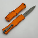 Microtech Knives Mini Hera Apocalyptic Full Serrated Double Edge M390MK w/ Orange Handle 1702M-12APOR