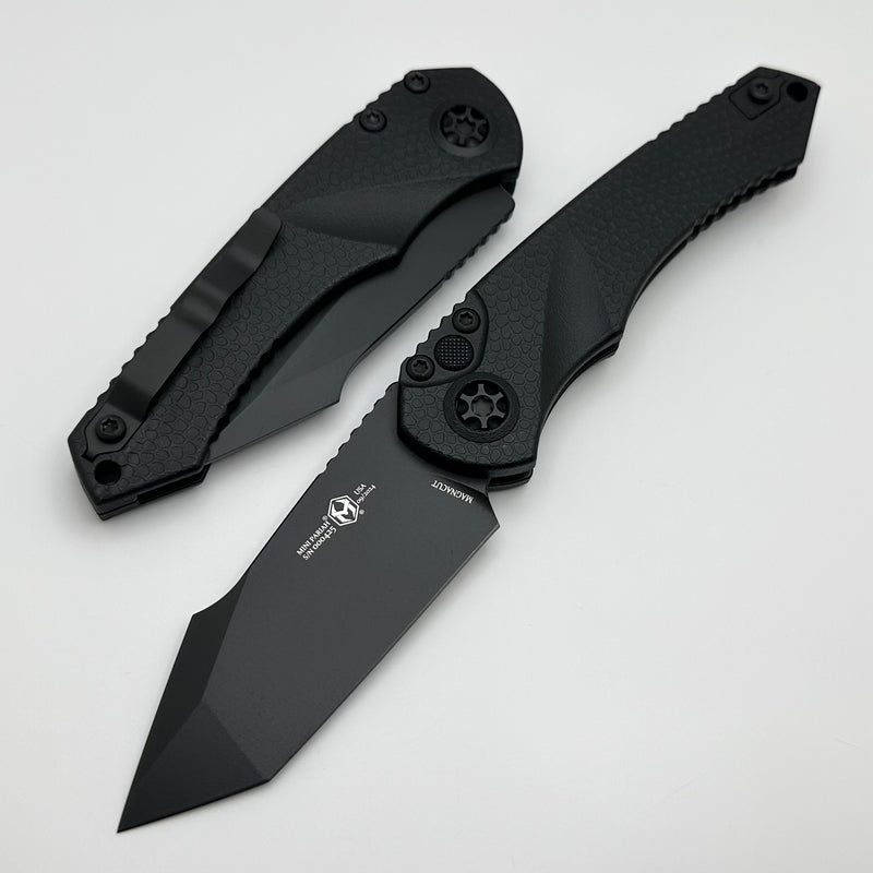 Heretic Knives Mini Pariah Auto Tactical Black Polymer Handles w/ Black Tanto MagnaCut H055-4A-T