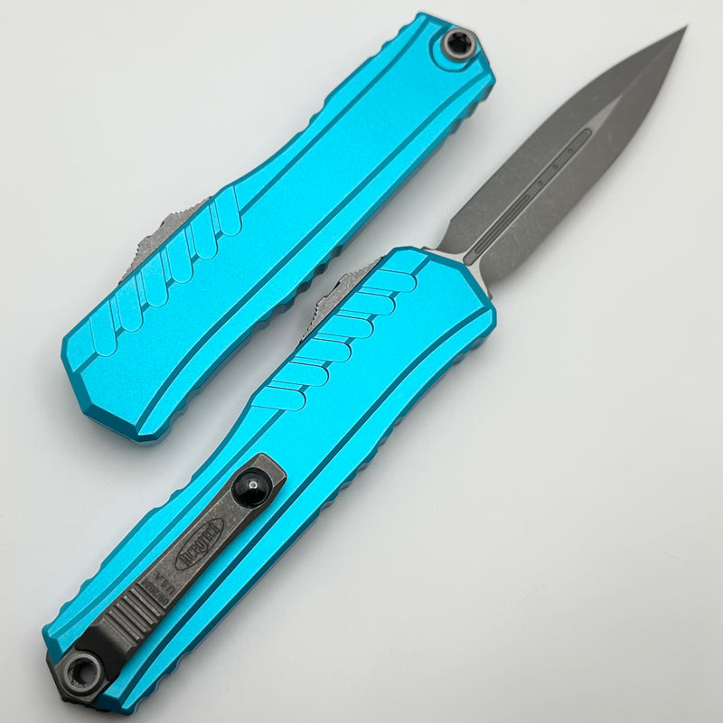 Microtech Cypher II D/E Apocalyptic w/ Turquoise Handle 1242-10APTQ