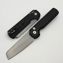 Pro-Tech Slimfoot Auto Black Aluminum Handle w/ Mosaic Pin Button & Stonewash MagnaCut