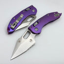 Microtech Marfione Select Manual Stitch RAM LOK Purple Haze Titanium Handles & Stonewash Part Serrated M390MK w/ Double Vapor Blast/Purple Accents 169RL-11MS5