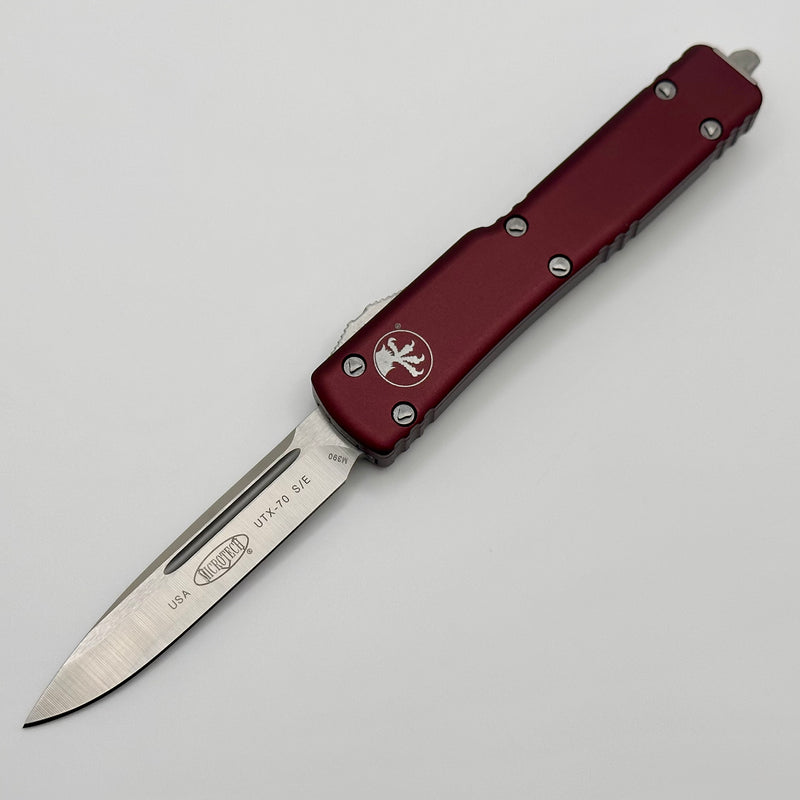 Microtech UTX-70 Single Edge Satin Standard & Merlot 148-4MR PRE OWNED