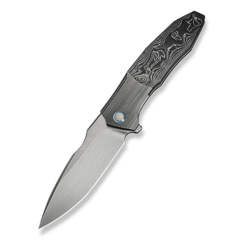 We Knife Archeozoic Flipper Hand Rubbed Ti Handle w/ Aluminum Foil Carbon Fiber Inlays & Hand Satin M390 WE23091-2